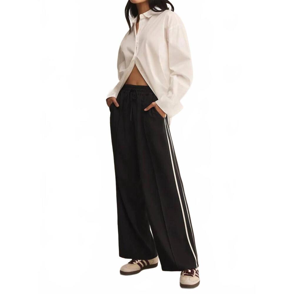 NEW Z SUPPLY saunder track pants in black white